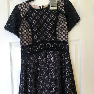 Lace navy dress knee length
